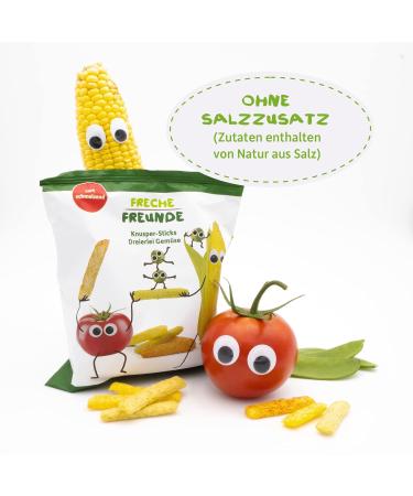 Freche Freunde Organic Crunchy Sticks - Three Vegetables Snack for Kids & Babies (12+ Months) - No Added Salt - Pack of 8 (8x30g) - Buy Online on GoSupps.com