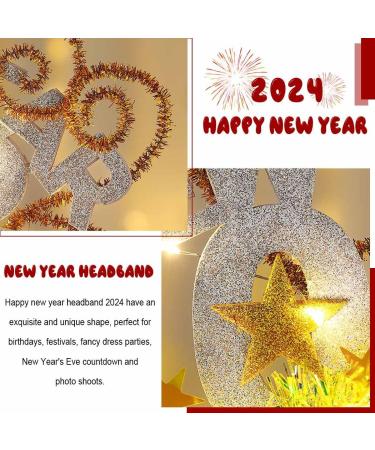 Vakkery Light Up Happy New Year Headband LED New Years Eve Hair Bands Glitter Star Headbands Christmas Party Hair Accessories for Women and Girls (Gold) - Buy Online on GoSupps.com