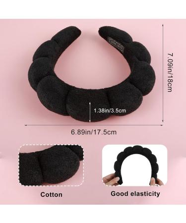 WLLHYF Spa Headband Wristband Set for Washing Face Sponge Makeup Skincare Hairband Soft Towel Cloth Headwear Puffy Non Slip Padded Hair Band Hair Accessory for Women Girls Shower Sports(Black) - Buy Online on GoSupps.com