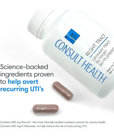 Consult Beaute Right Tract - PACran Natural Cranberry Fruit Supplement for UTI Avoidance and Relief Urinary Tract and Bladder Health - Clinically Studied Ingredients - D-Mannose Pills - 60 Count - Buy Online on GoSupps.com