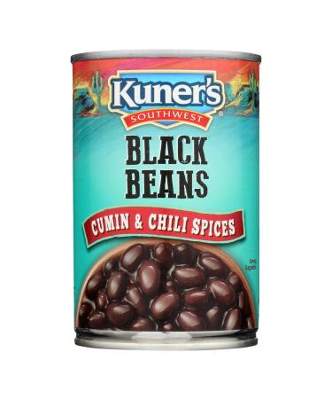 Kuner's Southwest • Canned Black Beans (12 Pack), With Cumin and Chili Spices, Vegetarian, Non-GMO, Natural Gluten-Free Bean, Sourced and Packaged in the USA, 15 Ounce Can Black Beans With Cumin & Chili Spices 15 Ounce (
