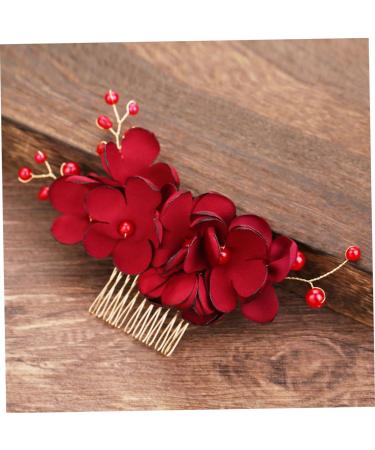 Housoutil 1pc Women Hair Accessories Accesorios Para Wedding Decoration Girl Hair Clips Hair Clips for Men Hair Accessories for Girls Rhinestone Headpiece Comb Red Korean Bride - Buy Online on GoSupps.com