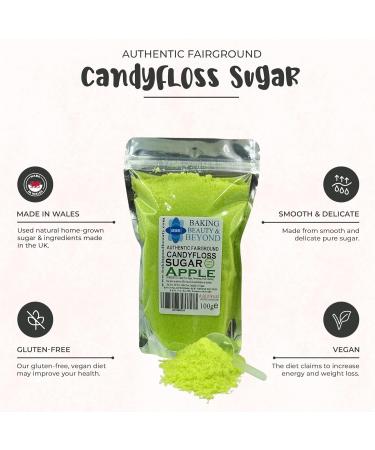 Baking Beauty and Beyond Premium Apple Flavour Cotton Candy Floss Sugar - 800g Bulk Floss Sugar with Natural Ingredients for Every Occasion - Buy Online on GoSupps.com