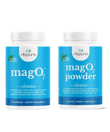 nbpure MagO7 Cleanse Bundle | Oxygen Detox Powder & Capsules for Colon Cleanse & Digestive Support | Gentle, Overnight Relief for Occasional Constipation & Bloating | 90 Capsules + 150g Powder