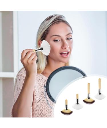4-Piece Facial Fan Brush Set | Soft Synthetic Makeup Brushes for Blush Highlighting & Eyeshadow | Portable Cosmetic Tools with Wooden Handles - International Shipping Available - Buy Online on GoSupps.com