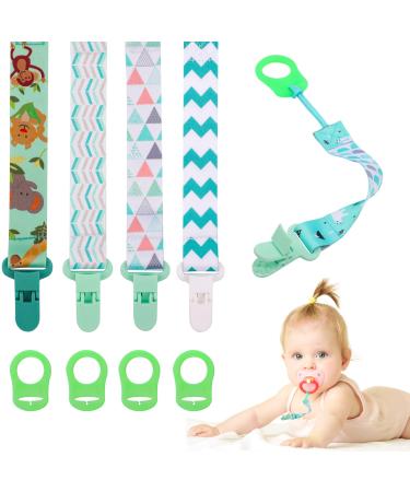 10 Pcs Dummy Clip Boys with Silicone Adapter PP Material Baby Pacifier Clip Soother Chain Holder Straps Teething Clips for Baby Teething Toys Baby Shower (Green)