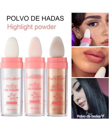 TENGLONG 3PCS Magic Highlighter Powder Stick Makeup Polvo De Hadas Fairy Highlight Patting Powder Body Brightens the Natural Three-dimensional Face Powder Blusher White+Pink+Brown - Buy Online on GoSupps.com