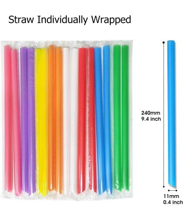 100 Pcs Jumbo Smoothie Straws | Multi Color Disposable Boba Straws | Individually Wrapped Wide-mouthed Milkshake Bubble Tea Drinking Straws (0.43 Diameter, 9.45 Long) - Buy Online on GoSupps.com