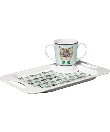 Rosa Lifestyle Two Handled Melamine Cat Mug 400ml - Lightweight Daily Living Aid for Elderly with Weak Grip - Buy Online on GoSupps.com