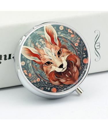 Small Travel Pill Case Round Metal Pill Box for Pocket Purse 3 Compartment Portable Pill Holder Mini Pill Organizer for Travel or Daily - Rabbit Rabbit 1 - Buy Online on GoSupps.com