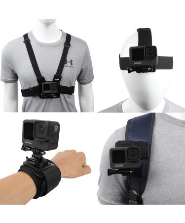 Accessories Set for GoPro Hero 11/10/9/8/7/6/5/4,New Quick Release Head Strap Mount + Chest Mount Harness + Backpack Clip Holder + 360Rotating Wrist Strap