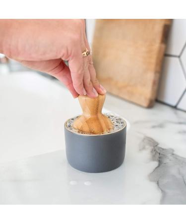 Full Circle Bubble Up Ceramic Soap Dispenser & Bamboo Dish Brush - WhiteGray - Buy Online on GoSupps.com