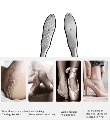 SQAQS Stainless Steel Full Body Foot File Soft Silicone Handle Double Side Pedicure Premium Foot File Dead Hard Cracked Skin Calluses Remover Portable Foot Care Tool - Buy Online on GoSupps.com