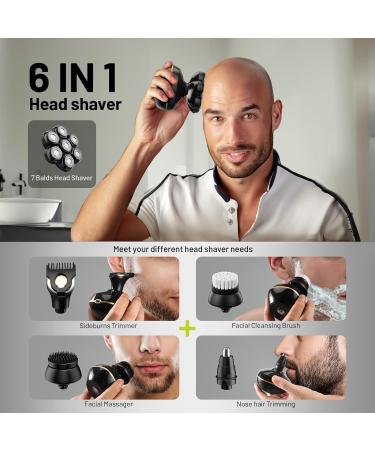 Head Shavers Upgrade 6-in-1 Electric Head Shavers for Bald Men Wet/Dry LED Display Rechargeable 7D Rotary Shaver Grooming Kit with Type-C Charge - Buy Online on GoSupps.com