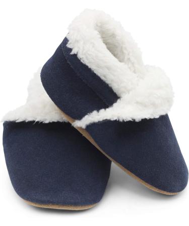 Dotty Fish Suede Baby Slippers | Warm Fleece Lined | Non-Slip Soft Sole for Boys and Girls | Navy | 2-3 Years - Buy Online on GoSupps.com