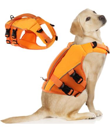 Asenku Adjustable Dog Wowers for All Sizes - Ripstop Dog Life Jacket with Reflective Handle for Boating Swimming & Surfing - Orange - Buy Online on GoSupps.com