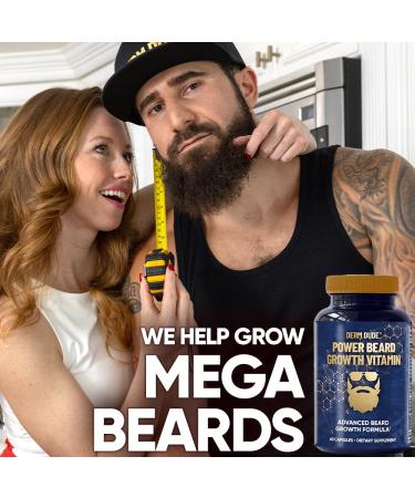 Derm Dude Power Beard Vitamins - Biotin 10K MCG & Collagen for Thicker Fuller Beards - 60 Capsules for Men's Beard Growth & Hair Restoration - Buy Online on GoSupps.com