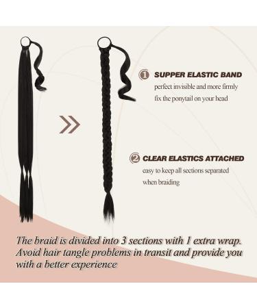 BARSDAR 86cm Braided Ponytail Extension - Soft Synthetic Hair Darkest Brown DIY Hair Piece for Women - Buy Online on GoSupps.com