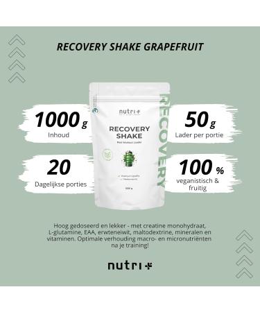NutritionPlus Germany nutri+ POST WORKOUT Recovery Shake muscle building and bodybuilding 1 kg grapefruit powder maltodextrin protein powder BCAA creatine monohydrate glutamine vegan supplement - Buy Online on GoSupps.com