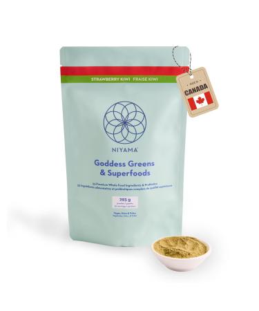 Niyama Goddess Greens Superfood Powder Daily Greens Powder with 53 Organic Food Ingredients - Vegan Paleo and Keto-Friendly - Natural Strawberry Kiwi Flavour (30 Servings)