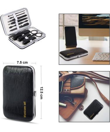 Professional 10PC Stainless Steel Manicure Pedicure Set - Travel Grooming Kit in Black - Buy Online on GoSupps.com