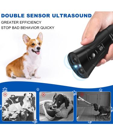 Ultrasonic Anti Barking Device with Dual Sensor Technology - Dog Bark Deterrent with LED Lights | Safe Training Tool for All Breeds and Ages - 33Ft Range - Black - Buy Online on GoSupps.com