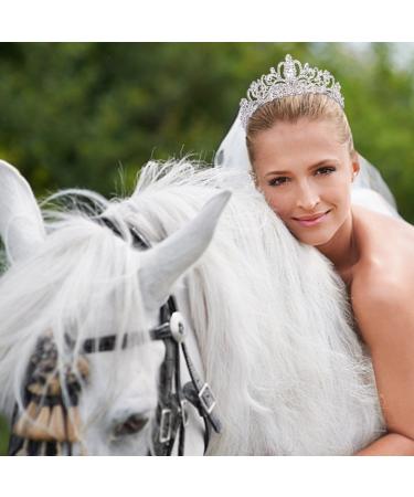 Didder Silver Crystal Tiara Crown for Women - Elegant Princess Bridal Wedding Prom Costume Accessory - Buy Online on GoSupps.com