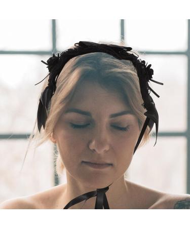 DEARMAMY Lace Headband Lolita Maid Flower Headdress Ribbon Halloween Costume Headband Vintage Cosplay Party Hair Accessories - Buy Online on GoSupps.com