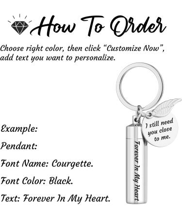 Nibana Personalized Urn Keychain for Ashes Cylinder Cremation Jewelry Memorial Pendant with Angel Wing Charm for Man Women Pet - Buy Online on GoSupps.com