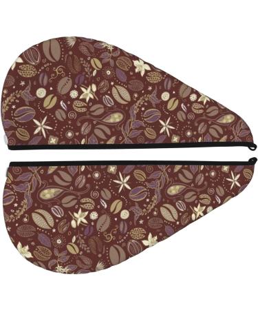 Hair Towel Wrap - Quick Drying Hair Turban with Button | Coffee & Flowers Design - Buy Online on GoSupps.com