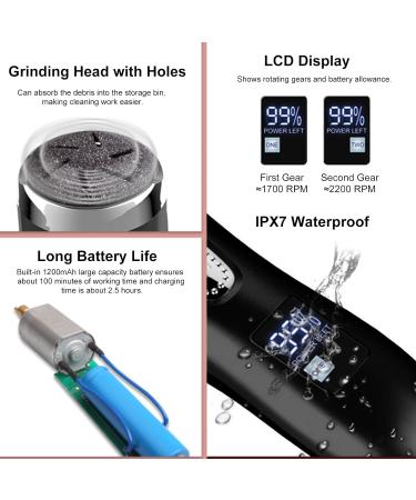 Portable Electrical Foot Horn Skin Remover Set | Pedicure Tools with 3 Grinding Heads & 2 Speeds | Waterproof Foot Care for Cracked Heels & Dead Skin - Buy Online on GoSupps.com