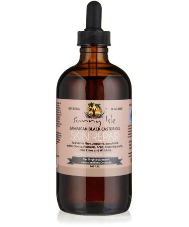 Skin Repair by Sunny Isle Jamaican Black Castor Oil 8 fl. oz. | 100% Natural Treatment for Dry Damaged Skin Black Castor 8 Fl Oz (Pack of 1)
