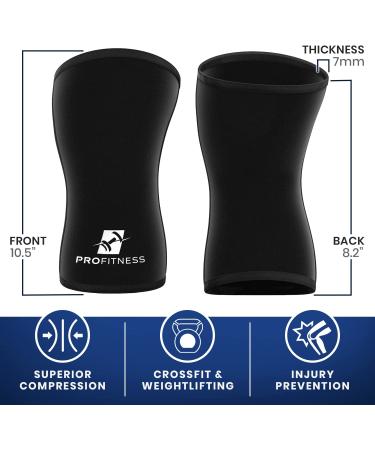 ProFitness 7MM Knee Sleeve (Pair) for Squats, Deadlifts, Powerlifting - Ideal Support & Compression - Black Large - Men & Women - Buy Online on GoSupps.com