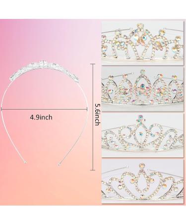 4pcs AB Rhinestone Silver Princess Crowns Set for Girls - Small Tiara for Birthday, Halloween & Christmas - Buy Online on GoSupps.com