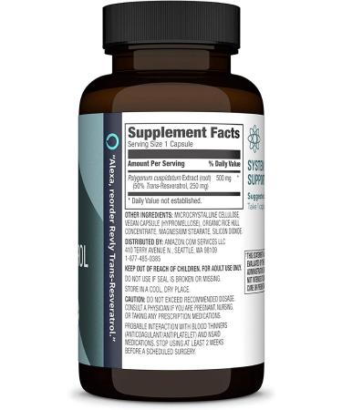 Revly Trans-Resveratrol 250mg - 60 Capsules | 2-Month Supply | Vegan Formula by Amazon Brand - Buy Online on GoSupps.com