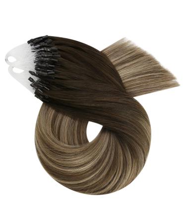 Moresoo Micro Loop Extensions | Real Hair Microring Extensions 35cm Dark Brown to Golden Brown | Remy Hair 50g #2/6/2 Cold Fusion Microrings - Buy Online on GoSupps.com