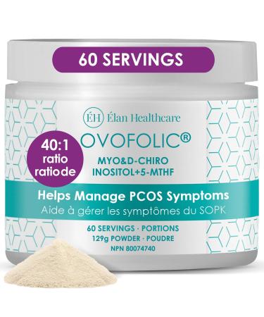Ovofolic PCOS Supplement for Women - Boost Fertility Hormonal Balance and PCOS Support - Myo-Inositol D-Chiro Inositol Active Folate - High Potency PCOS Supplements (60 Servings 129g Jar) 129 g (Pack of 1)