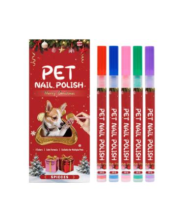Dog Nail Polish 5 Pack Safe Nail Polish for Small Medium and Large Breeds for Daily Wear Travel Holiday Birthday Party Photo Shoot Nail Polish