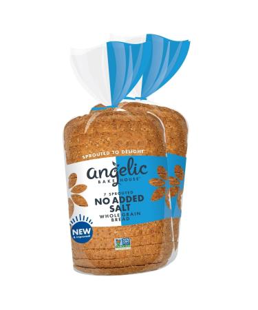 Angelic Bakehouse No Added Salt Sprouted Whole Grain Bread 2-Pack (20.5-oz.) - Non-GMO, Vegan and Kosher (2 Loaves), Tan No Added Salt Bread 1.28 Pound (Pack of 2)