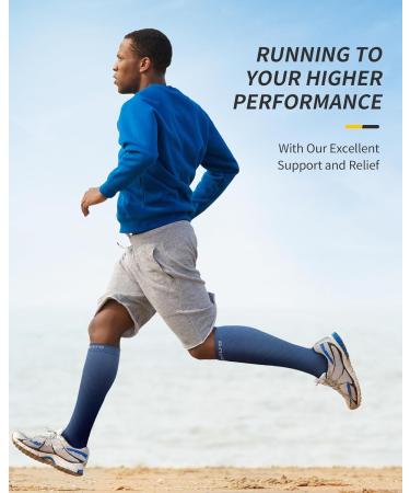 Cambivo Compression Stockings for Men & Women - 2 Pairs Support Socks for Running Sports Travel & Cycling - L-XL Blue & Green - Buy Online on GoSupps.com