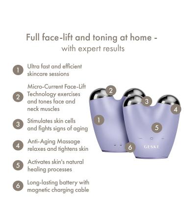 Geske SmartAppGuided Microcurrent Face-Lifter | 6-in-1 Anti-Aging Device | Facial Lifting & Jawline Trainer | Purple Double Chin Remover - Buy Online on GoSupps.com