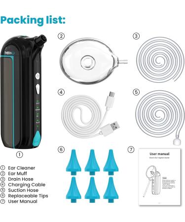 Wash Ear Cleaner - Electric Ear Cleaning Kit with 4 Pressure Modes Safe & Effective Ear Irrigation Flushing Kit 6 Nozzles - Blue & Black for International Shipping - Buy Online on GoSupps.com