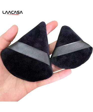 LAACASA 8 Pcs Reusable Black Triangle Powder Puffs with Strap for Dry & Wet Makeup - Soft Foundation Makeup Sponge for Pressed Powder - Buy Online on GoSupps.com