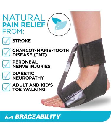 Buy BraceAbility Foot Drop Brace - Ankle Orthosis Sock for Kids & Adults | Supports CMT Nerve Injury Stroke Relief | Size S/M - International Shipping - Buy Online on GoSupps.com