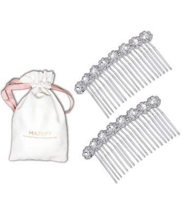 MAZBFF Bridal Jewelry Hair Clips Comb  Alloy Rhinestone Side Hair Combs Flower Crystal Hair Clips Wedding Hair Comb 2PCS  Hair Accessories for Women and Girls