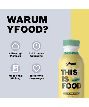 Yfood Vegan Banana Drink | Delicious Vegan Meal Replacement | 26g Protein & 26 Vitamins | 6 x 500ml Pack - 1.50 Deposit Included - Buy Online on GoSupps.com