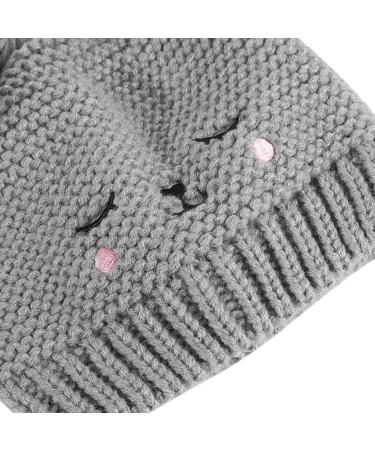 XYIYI Baby Kids Winter Warm Knit Hat with Crochet Fur Pom Beanie Cap - Bear Grey | 6-24 Months Boys Girls - Buy Online on GoSupps.com