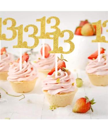 Unimall 20 Pieces Number 13 Cupcake Toppers Gold Glitter 13th Birthday Cupcake Picks Mini Cake Decorations for 13 Years Old Birthday Anniversary Party Supplies - Buy Online on GoSupps.com