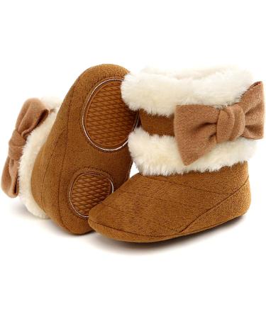Yinuoday Winter Baby Girls Anti-Slip Snow Boots 3-6 Month Infant Dark Brown - Warm Prewalker Newborn Shoes - Buy Online on GoSupps.com