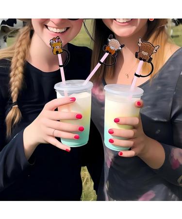 6 Pcs Dustproof Straw Cover Cap Set Cow Shape Straw Lids Colorful Straw Stopper Jewelry for Water - Buy Online on GoSupps.com